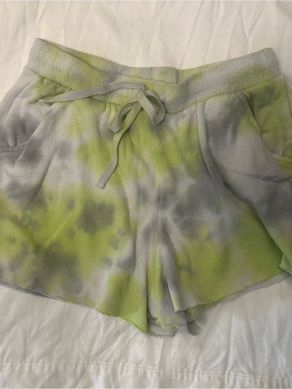 Free People Yellow & Gray Tie-Dye Lounge Athletic Shorts S